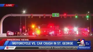 Driver ejected in motorcycle-auto crash in St. George