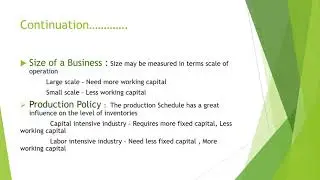 Determinants of working capital lecture