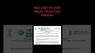 NTA CUET PG 2025 Result / Score Card Released #NTA #CUETPG #CUETPG2025