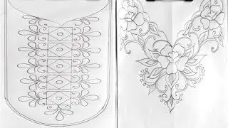6 Neck Hand Embroidery Pattern for Dress, Embroidery pattern,Drawing Tutorial,गर्दन डिजाइन पैटर्न