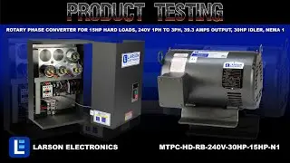 Rotary Phase Converter for 15HP Hard Loads, 240V 1PH to 3PH, 39.3 Amps Output, 30HP Idler, NEMA 1