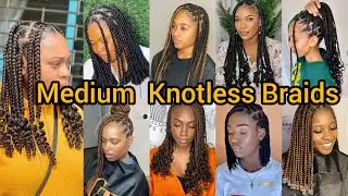 Medium Knotless Braids Hairstyles for Black Women | Braids for Short Hair to try out in 2026