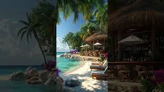 Lovely Bossa Nova Jazz & Gentle Azure Waters at Private Beach Club for Relaxation