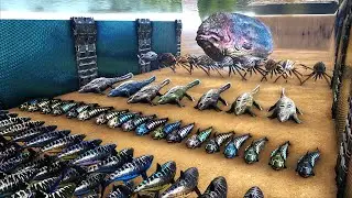 200 sharks MEGALODON vs BOSS OKEANOS  - ARK Ascended