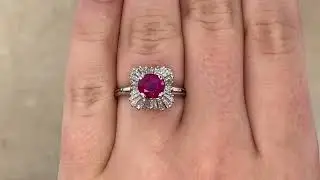 Vintage 1.45ct Burma Red Ruby Ballerina Mohnton Ring, Circa 1970