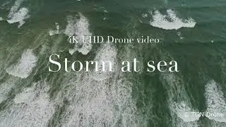 4K Drone video of a storm and top-down view of sea waves