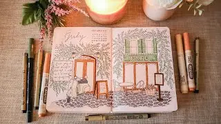 July 2023 | European Cafe Bullet Journal Plan With Me! ☕️🌿