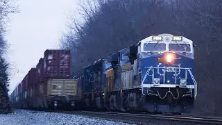 An awesome early morning chase of CSX 3194(spirit of our law enforcement) leading and lots of horn!!