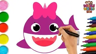 How to Draw a Cute Purple Shark | Easy Drawing and Coloring for Kids