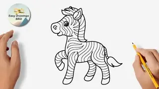 Drawing zebra tutorial | How to draw a baby zebra | Easy Drawings BRO