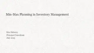 Inventory Min Max Planning for Purchase Orders