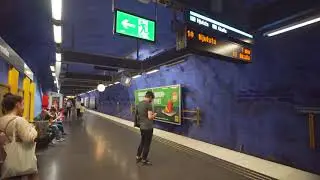 Sweden, Stockholm subway ride from T-Centralen to R&aring;dhuset