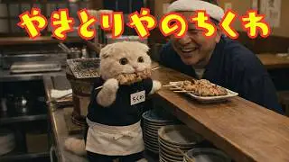 【世界一笑う猫ちくわ】焼き鳥屋バイト🍢 笑いながら大奮闘だよー！｜Chikuwa Working at a Yakitori Shop☆第14話