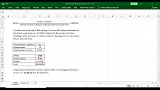 DPMO, Sigma Level, Yield calculation in excel for castings Foundry for Lean Six Sigma