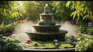 Zen Buddha Fountain: Peaceful Water Garden & Lotus Flowers for Relaxation | Meditation Music