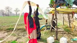 Female Kisan Vs Diesel Engine Water Pump Set Bins Farming Sinchai Work l Power Of Female Farmer