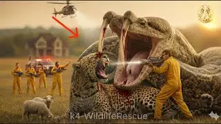Brave Rescue Team Battles Giant Python To Save Trapped Wild Leopard