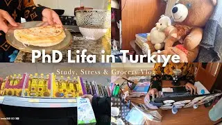 STUDY VLOG | PhD Life in Turkey Isn&rsquo;t Always Aesthetic | Study Routine, Stress & Grocery Shopping
