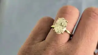 3ct Oval Crush Ice Lab Diamond Ring, 14K Solid Yellow Gold Hidden Halo Diamond Wedding Ring