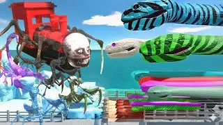 Choo-Choo Charles vs Giant Titanoboa & Invertebrates! | Bridge Challenge Battle - ARBS