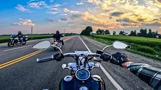 Harley Davidson Night Train and Wide Glide Leaving Bike Night