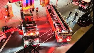 FDNY ENGINE 74 & FDNY LADDER 25 RESPONDING FROM QUARTERS ON WEST 77TH STREET IN MANHATTAN, NEW YORK.