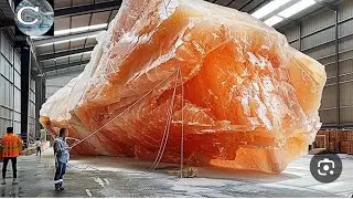 Cutting natural stones in the largest decorative and precious stone production factory