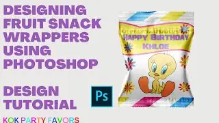 DESIGN TUTORIAL for Fruit Snack Wrapper in Photoshop #partyfavors #tweetybird #photoshop