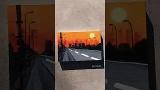 Sunset City | Acrylic Painting Tutorial 🌄✨️🌇 #artvideo #shorts #paintingideas #sunset #art #drawing