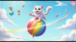 🎈 Puffy Cat&rsquo;s Rainbow Balloon Jiggle 💜🌈 | Bounce, Wiggle & Giggle Through Magical Skies for Kids 🎶✨