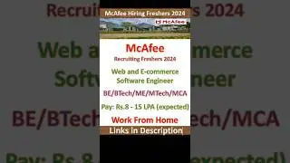 McAfee Hiring | Web and E-commerce Software Engineer | Work From Home | Fresher Jobs | IT Jobs