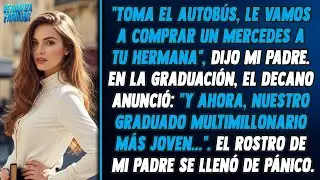 Mi padre me mandó en bus a mi graduación, y a mi hermana le compró un Mercedes.