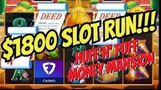 Huff N' Puff MONEY MAN$ION: Over $1,800 Slot Machine Jackpot Run! #slots #huffnpuff #casino