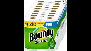 Bounty Paper Towels Quick Size, White, 16 Family Rolls = 40 Regular Rolls