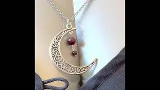 Gothic Gifts 13 Moon And Garnet Necklace, Gothic Jewellery