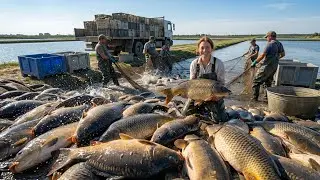 California Fish Farm - The Journey of Raising Small Fish into Large Fish, Harvesting Tons of Fish