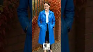 #AI Fashion I Blauer #Ledermantel und wei&szlig;e #Bluse