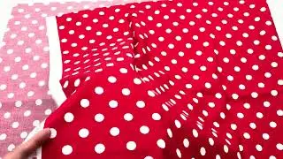 red Michael Miller fabric with white polka dots