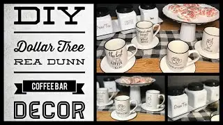 Dollar Tree DIY Rae Dunn Inspired Coffee Bar Farmhouse Enamel Kitchen Decor - Simple & Cheap Crafts