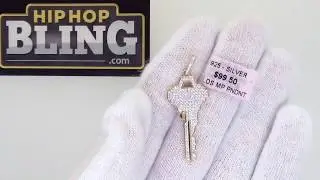 .925 Sterling Silver Gold Key CZ Hip Hop Pendant | Bling Bling