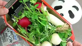 Seven Herbs Rice Porridge Nanakusa-Gayu Japan Traditional Spring Porridge with Panda Pot