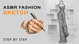 ✨🎧ASMR Fashion Drawing | Detailed Outfit Sketch for Relaxation
