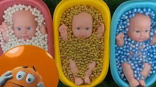 Full of 3 Colorful Bathtubs with Pearls & Toys | Satisfying ASMR Sounds