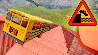 USA School Bus Stairs Jumps Down &ndash; Crazy BeamNG Drive Crash You Have to See