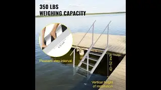 Aluminum Dock Ladder Boat Dock Ladder 6 Steps Removable Boat Ladder, Dock Stairs