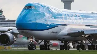 KLM Cargo Boeing 747 line-up & take off | 4K