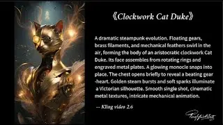 《Clockwork Cat Duke》分享可靈提示詞｜Kling Prompts Showcase