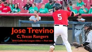 Jose Trevino, C, Texas Rangers &mdash; 2016 Cal League Video #2