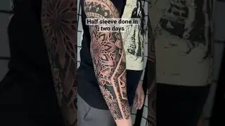 Two days half sleeve! #tattoo #tattooartist #geometrictattoo #tattoosleeve #houston #tattooer