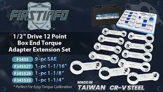FIRSTINFO F3455 1/2-inch Drive SAE Box End Torque Adapter Extension Set / 8 Pcs